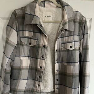 Lucky Brand Plaid Sherpa-Lined Cropped Jacket